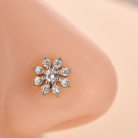 316L Surgical Stainless Steel Clear Cubic Zirconia L-Shaped Nose Rings WG09863-05-1
