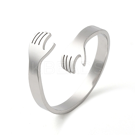 Non-Tarnish 304 Stainless Steel Cuff Rings RJEW-G299-04P-1