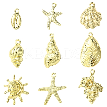 9Pcs 9 Styles Ocean Series Alloy Pendants FIND-FS0003-31-1