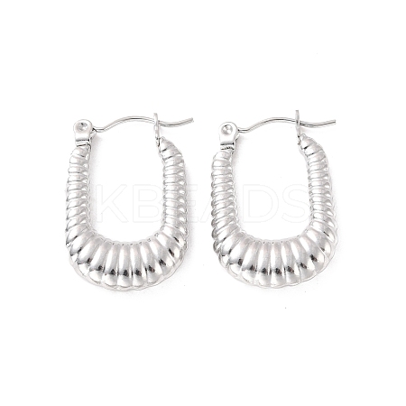 Non-Tarnish 304 Stainless Steel Rectangle Hoop Earrings EJEW-P198-01P-1