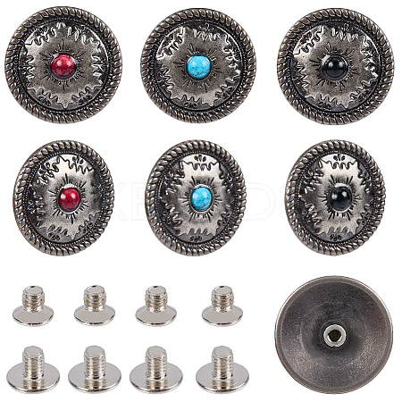 12 Sets 3 Colors Alloy Decorative Rivets BUTT-CP0001-07B-1