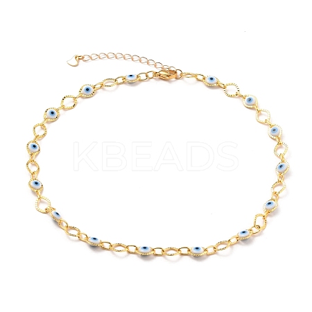 Brass Horse Eye Link Chain Necklaces NJEW-JN03161-01-1