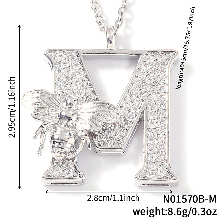 Brass Micro Pave Clear Cubic Zirconia Pendant Necklaces FS-WG7BC7F-10-1