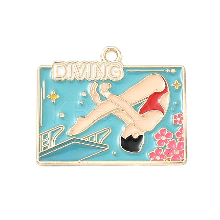 Sports Alloy Enamel Pendants ENAM-I074-01G-08-1