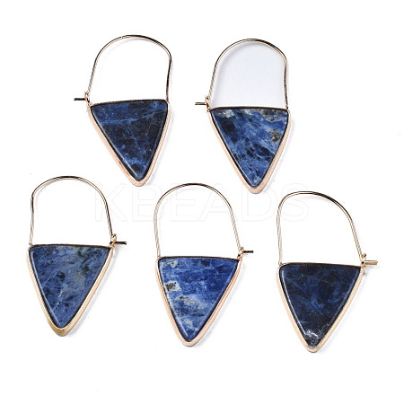 Natural Sodalite Triangle Dangle Hoop Earrings G-S359-363B-1