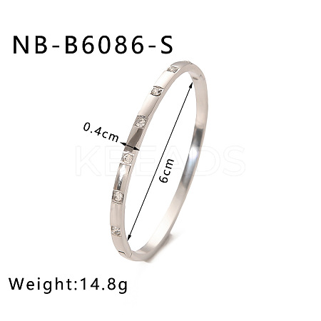 304 Stainless Steel Pave Cubic Zirconia Bangles FS-WG09E60-30-1