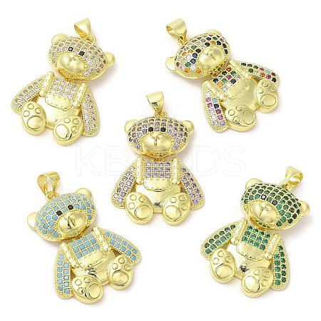 Brass with Cubic Zirconia Pendants KK-K340-01G-1
