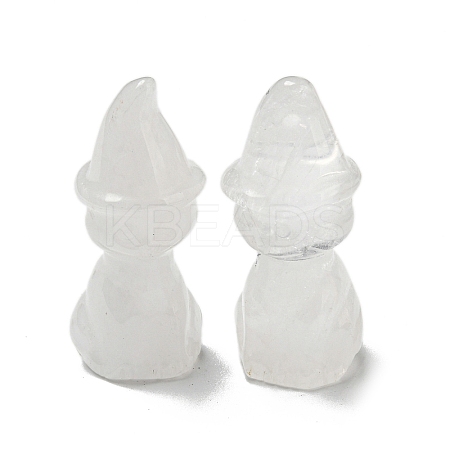 Natural Quartz Crystal Carved Healing Cat with Witch Hat Figurines DJEW-D012-07K-1