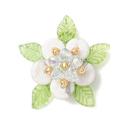 Natural Howlite & Glass Pendants PALLOY-MZ01192-01-1