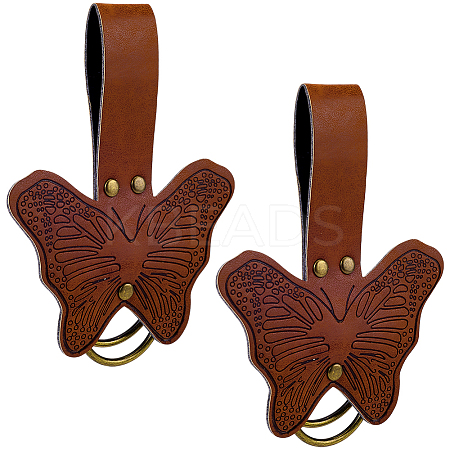 Butterfly Shape PU Leather Medieval Belt Pendant. with Alloy Ring HJEW-WH20012-09B-1