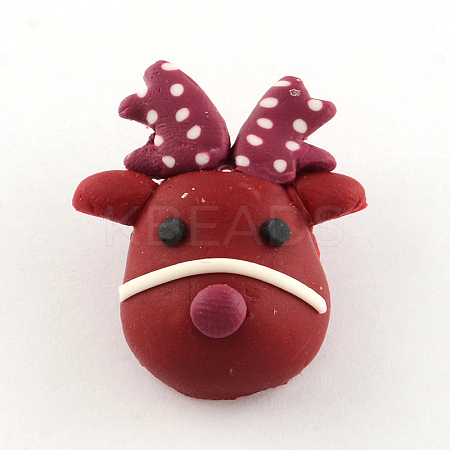 Handmade Christmas Reindeer/Stag Polymer Clay Pendants CLAY-R060-21-1