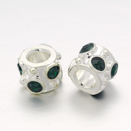 Silver Color Plated Alloy Rhinestone European Beads RB-J533-07S-1