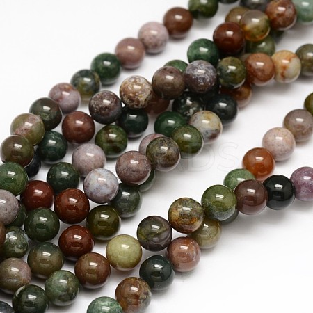 Natural Indian Agate Round Beads Strands X-G-F243-01-10mm-1