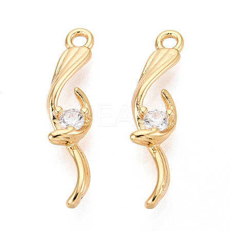Brass Micro Pave Clear Cubic Zirconia Pendants KK-T078-01G-07-1