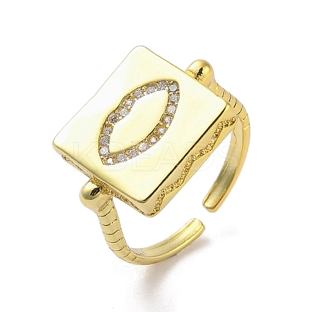 Brass Micro Pave Cubic Zirconia Cuff Rings RJEW-M170-23G-1