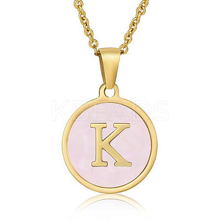 Natural Shell Initial Letter Pendant Necklace LE4192-10-1