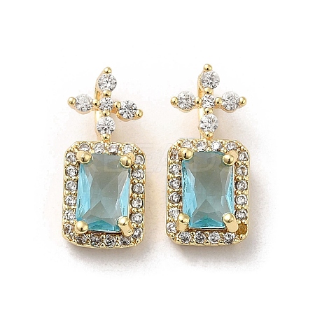 Brass Micro Pave Cubic Zirconia and Glass Pendants KK-H455-20G-1