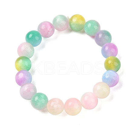 Natural Selenite Round Beaded Stretch Bracelets for Women G-U005-02E-1