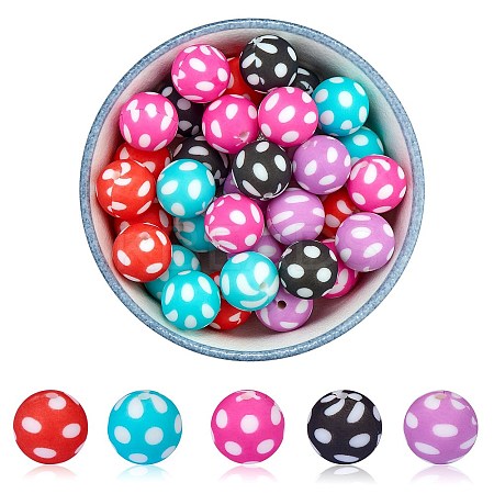 WEWAYSMILE 50Pcs 5 Styles 15mm Silicone Round Beads Making Kit JX489A-1