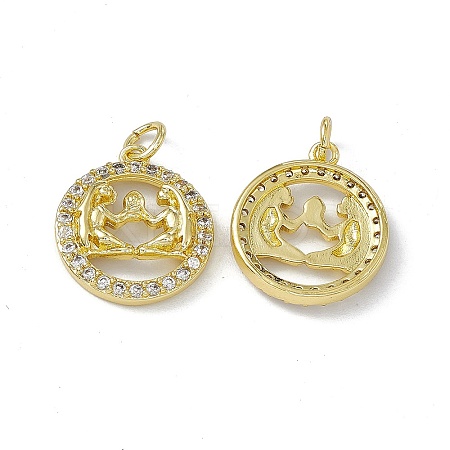 Real 18K Gold Plated Brass Micro Pave Clear Cubic Zirconia Pendants KK-E068-VB409-3-1