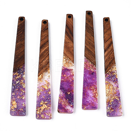 Transparent Resin & Walnut Wood Big Pendants RESI-N039-68F-1