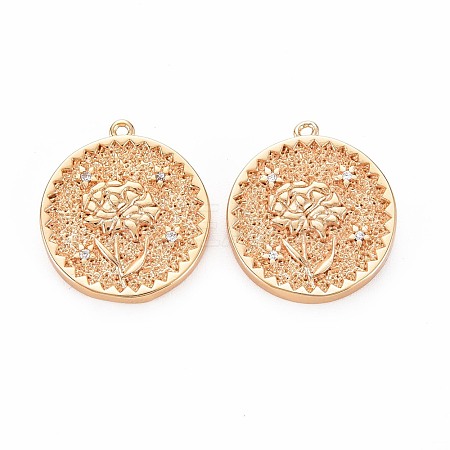 Brass Micro Pave Clear Cubic Zirconia Pendants KK-S364-116-1
