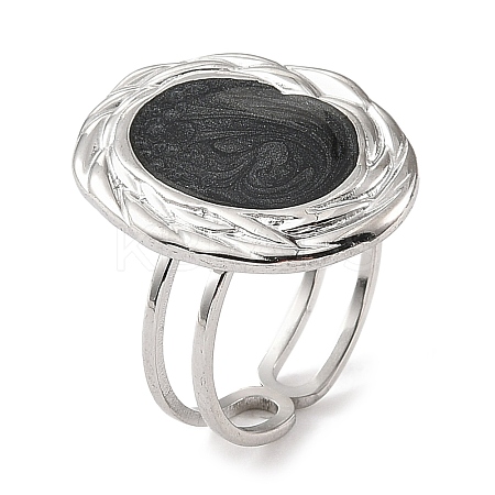 304 Stainless Steel Enamel Open Cuff Rings for Women RJEW-F166-47P-01-1
