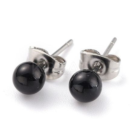 Acrylic Imitation Pearl Ball Stud Earrings STAS-Z035-05C-02-1