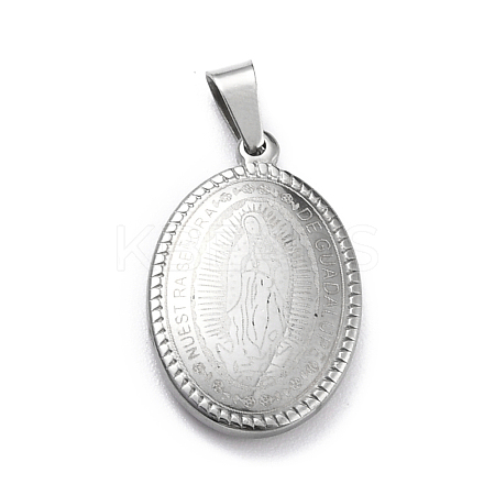Non-Tarnish 304 Stainless Steel Oval Pendants STAS-L156-05P-1