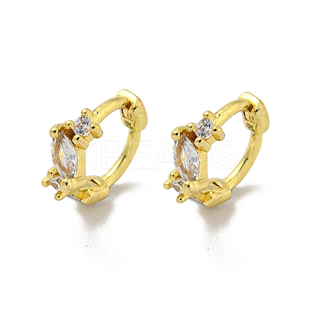 Brass Micro Pave Cubic Zirconia Hoop Earring EJEW-C088-01H-G-1