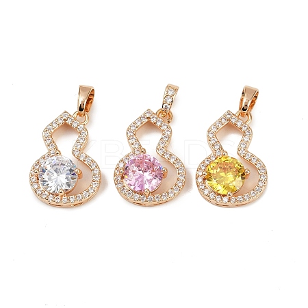 Brass Micro Pave Cubic Zirconia Pendants KK-E795-28KCG-01-1