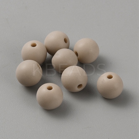 Acrylic Frosted Round Beads FACR-WH0001-06A-06-1