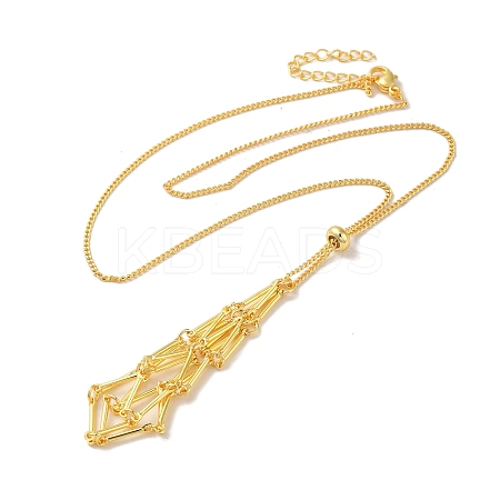 Rack Plating Brass Macrame Pouch Necklace Making for Gemstone Nuggets KK-M285-02A-G-1