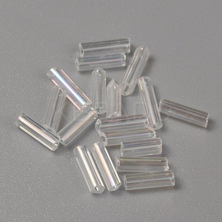 300Pcs Transparent Glass Round Bugle Beads GLAA-WH0015-74B-1