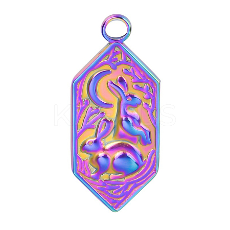 201 Stainless Steel Pendants FIND-PW0004-38MC-1