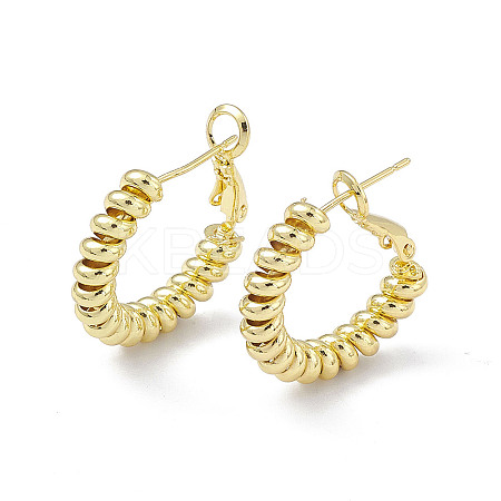 Brass Wire Wrap Spiral Hoop Earrings for Women EJEW-P215-01G-1