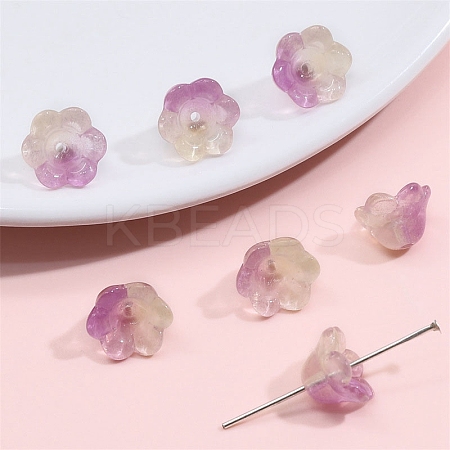 10Pcs Gradient Color Transparent Glass Bead Caps PW-WG464DA-30-1
