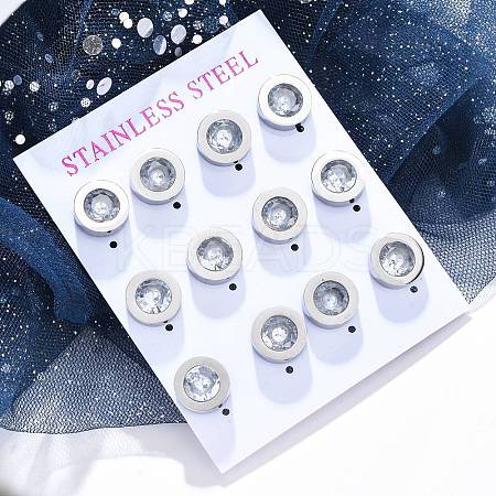304 Stainless Steel Flat Round Stud Earrings EJEW-C099-23P-03-1