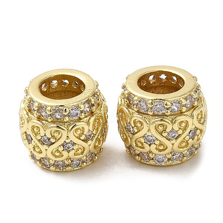 Rack Plating Brass Micro Pave Cubic Zirconia European Beads KK-K377-11G-1