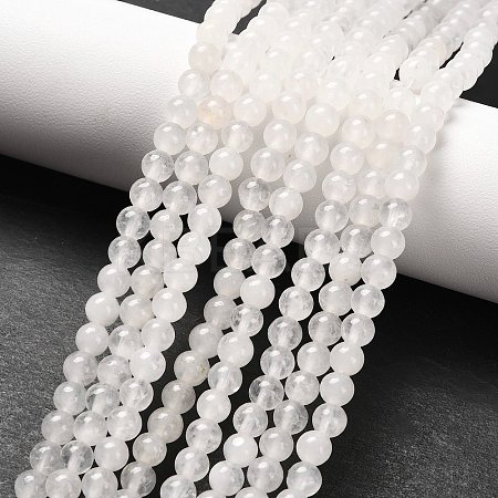 Natural White Jade Round Bead Strands G-G735-08-4mm-1
