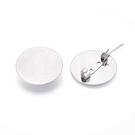 304 Stainless Steel Brooch Cabochon Settings STAS-E547-08K-P-1