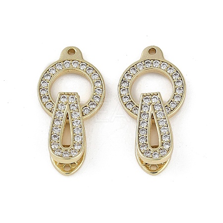 Brass Clear Cubic Zirconia Fold Over Clasps KK-Z078-09G-1
