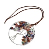 Brass & Chakra Natural Gemstone Chips Pendant Decorations HJEW-Z007-03P-2