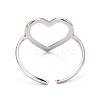 Non-Tarnish 304 Stainless Steel Open Heart Cuff Ring for Women X-RJEW-C025-22P-2