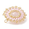 Natural Rose Quartz Flat Round Pendants PALLOY-MZ00135-08-3