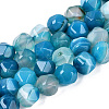 Dyed Natural Banded Agate Beads Strands G-G203-08B-2