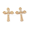 Brass Micro Pave Clear Cubic Zirconia Pendants KK-E068-VF240-2