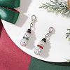2Pcs Snowman Pave Disco Ball Beads & Brass Rhinestone Pendant Decorations HJEW-JM04452-2