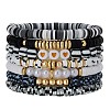 7Pcs Heart Pattern Polymer Clay & Plastic Pearl & CCB Plastic Beaded Stretch Bracelet Set for Women FS-WG634BB-14-1