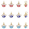 12Pcs 3 Colors Brass Micro Pave Cubic Zirconia Pendants ZIRC-AR0001-12-1